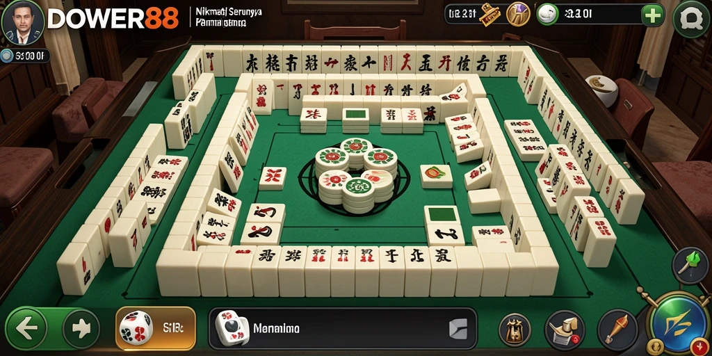 Tampilan gameplay Mahjong yang seru di DOWER88.