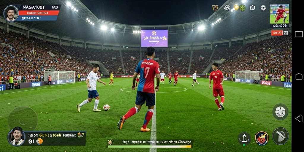 Tampilan gameplay sepak bola yang seru dan mendebarkan