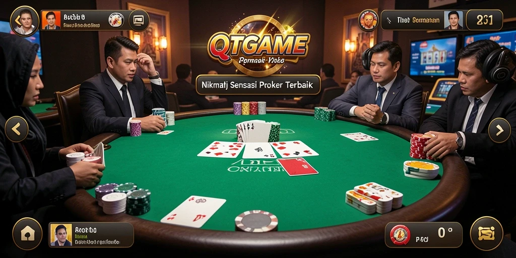 Tampilan menarik dari gameplay poker di QTGAME.