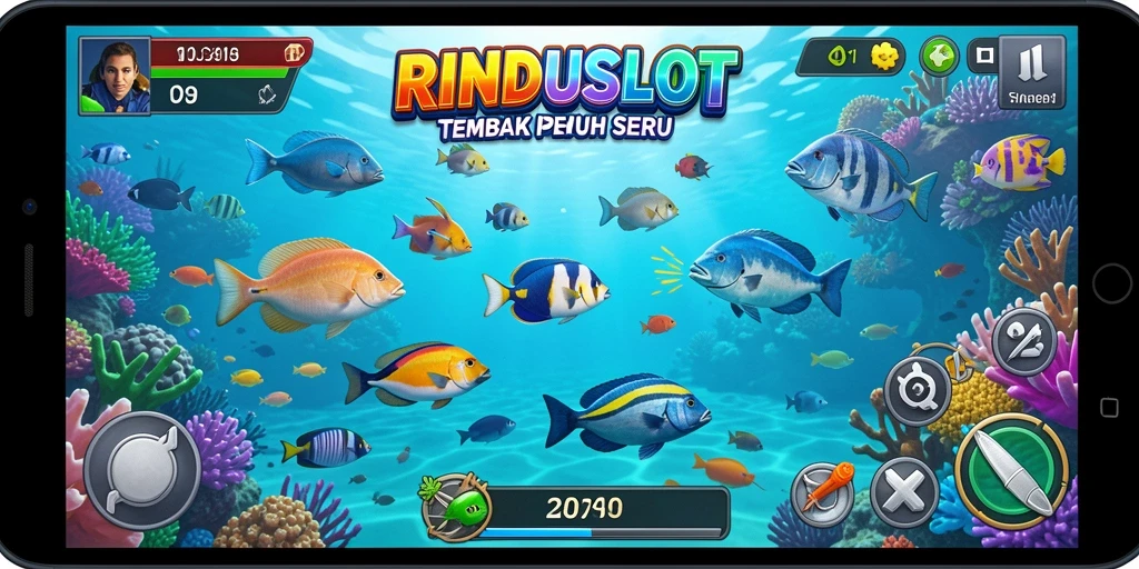 Tangkapan layar gameplay RINDUSLOT menampilkan aksi seru menembak ikan.