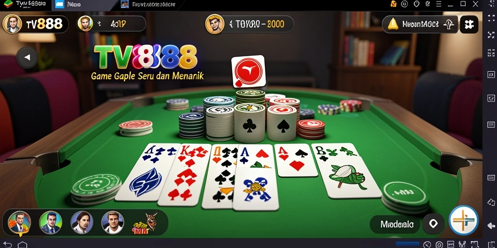 Tampilan gameplay seru dari TV888 yang menghadirkan Gaple.